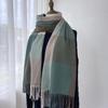 Women's Cashmere Scarf Green Plaid Vintage Winter Korean Thick Warm Long Tassel Shawl Neck Christmas Gift Fashion Accessories