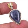 Natural Iolite Gemstone 925 Solid Sterling Silver Two Tone Pendant 1.50" B5V50
