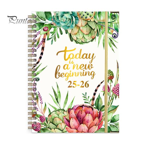 Планировщик на 2025-2026 гг., июль 2025 г. - июнь 2026 г., ежедневный, еженедельный, ежемесячный, 12-месячный, с цветочным принтом, спиральный переплет, блокнот для домашнего офиса, школы