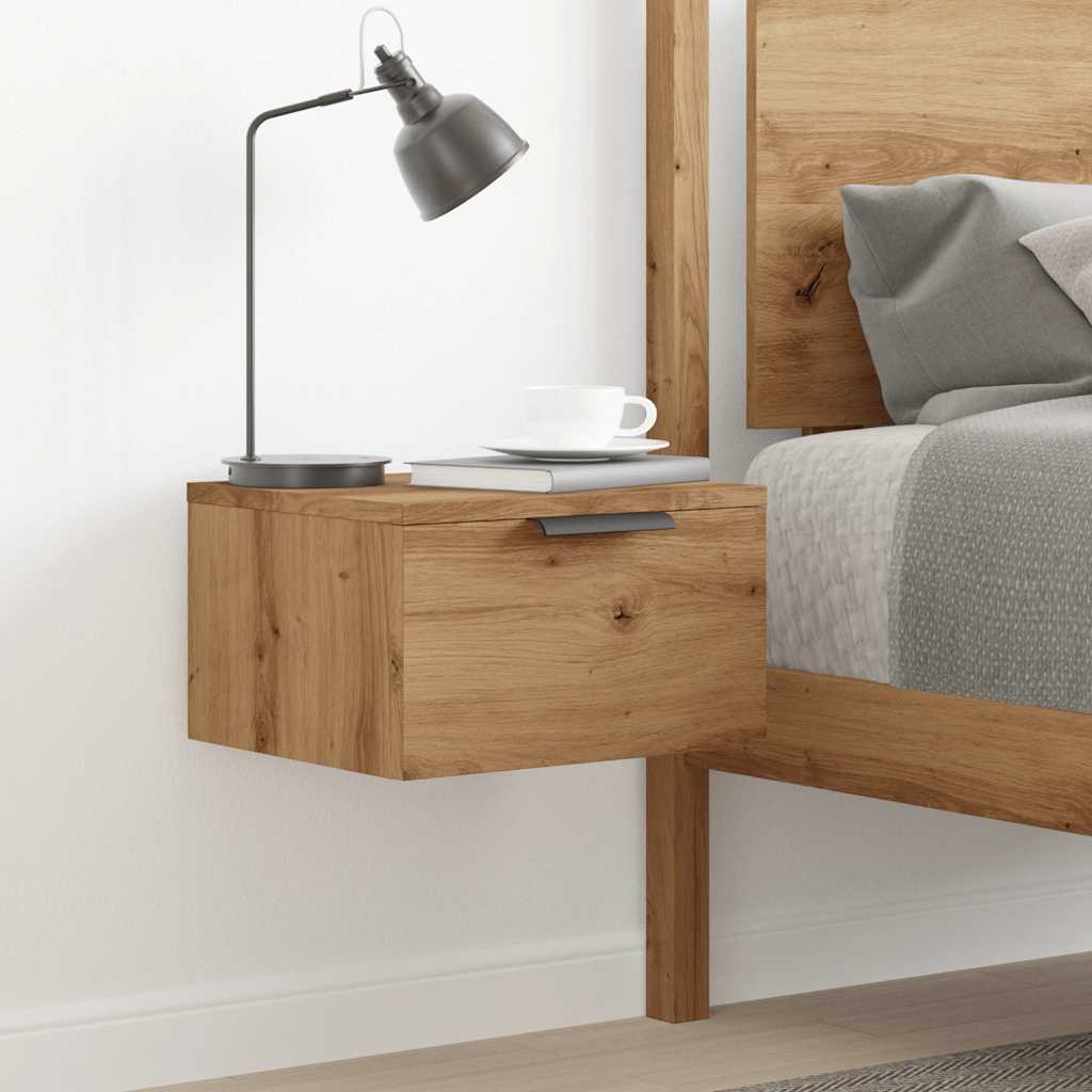 Wall Mounted Nightstand Artisan Oak 34 x 30 x 20 cm