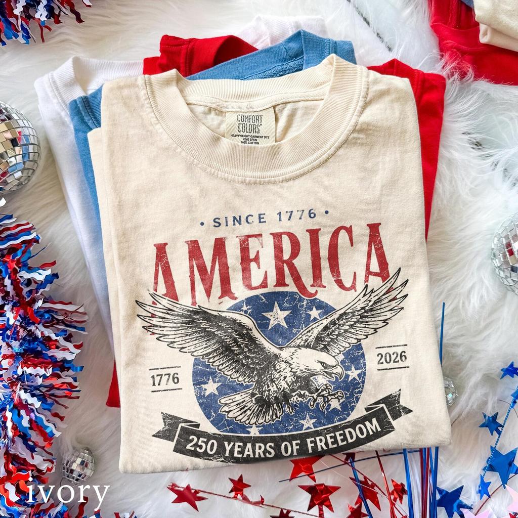 America Eagle Graphic Tee, USA 250th Anniversary Shirt and kids shirt, 250 Years Of Freedom Patriotic Top, Comfort Colors® Freedom Gift Tee