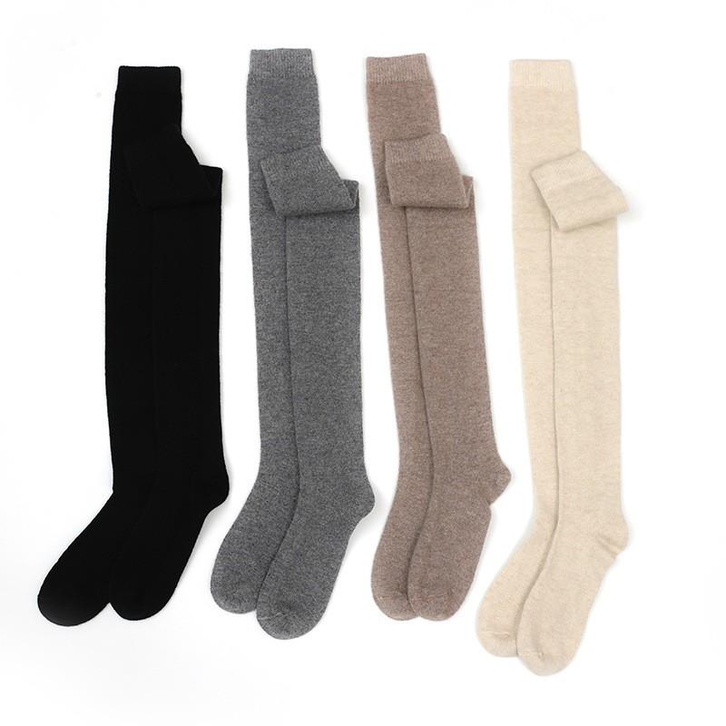 Womens Over-the-Knee Cashmere Blend Socks High Tube Warm Slim Versatile Casual All