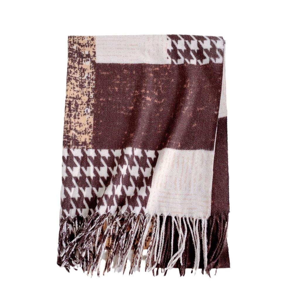 2024 Осень/Зима Новый Тысяча Птиц Сетка Имитация Кашемира Универсальный Печатный Клетчатый Шарф Теплый Декоративный Шарф Для Мужчин И Женщин