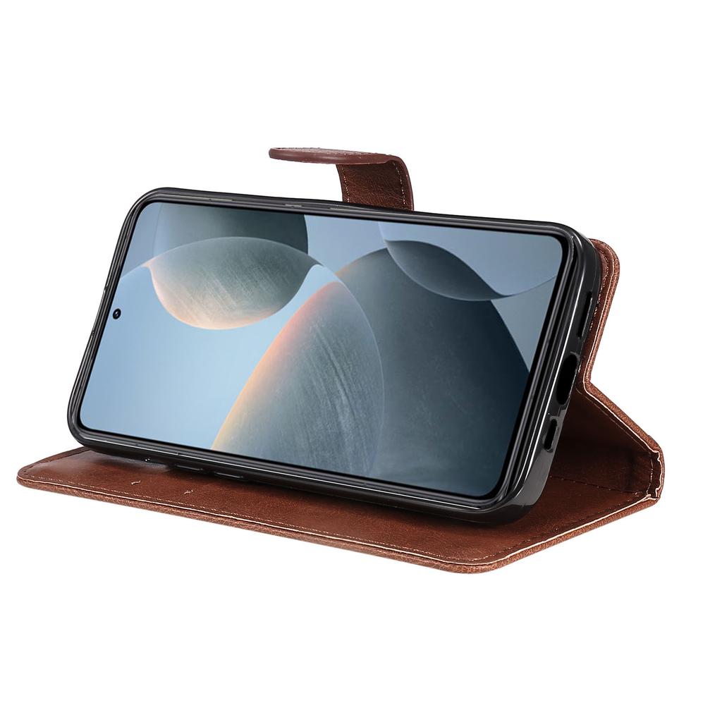 For Xiaomi 14T Case Solid Color Leather Mobile Cover Wallet Stand with Strap