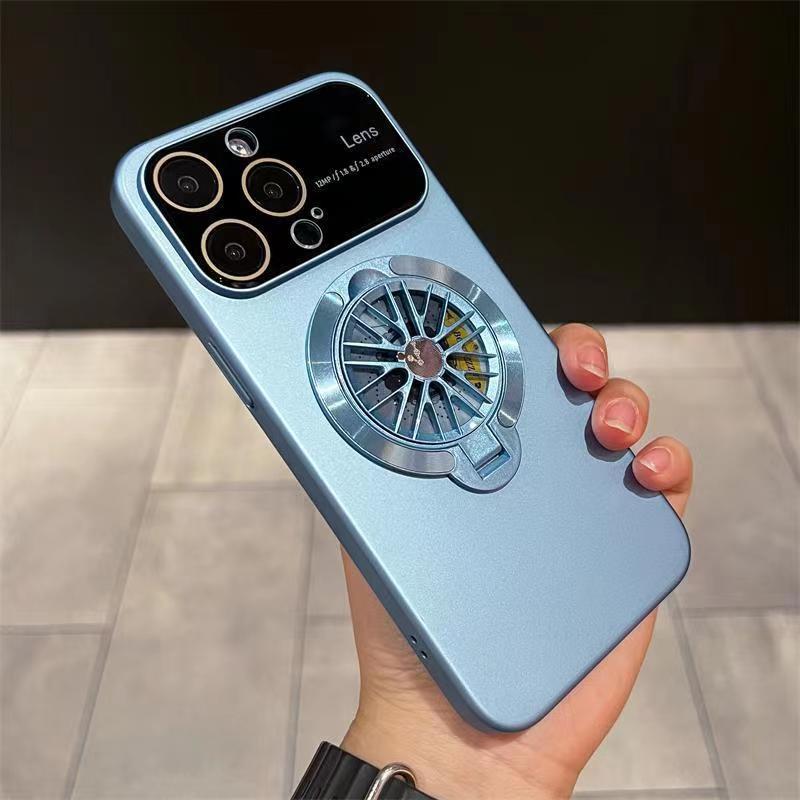 Подходит для чехла для мобильного телефона iPhone 15, вращающийся гироскопический кронштейн, магнитная присоска, Apple 14pro, матовый чехол с большим окном