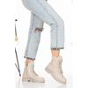 Women's Boots Beige Zippered Lace-Up Non-Slip Sole Boots