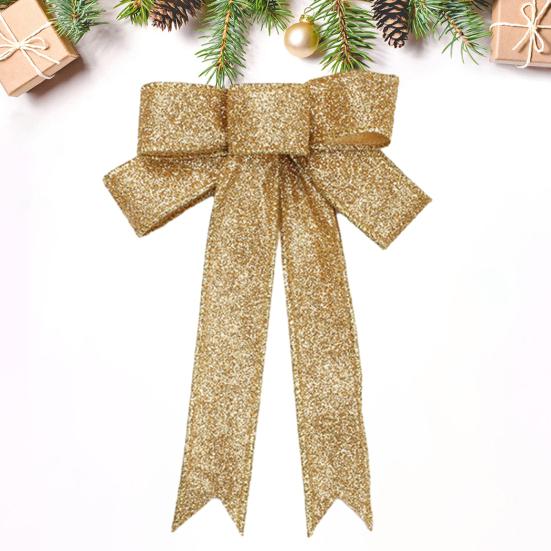 Рождественский бант Yousheng, двухслойный, блестящий, праздничный, многоразовый, елочный декор, легкий, для новогодней вечеринки, большой рождественский бант