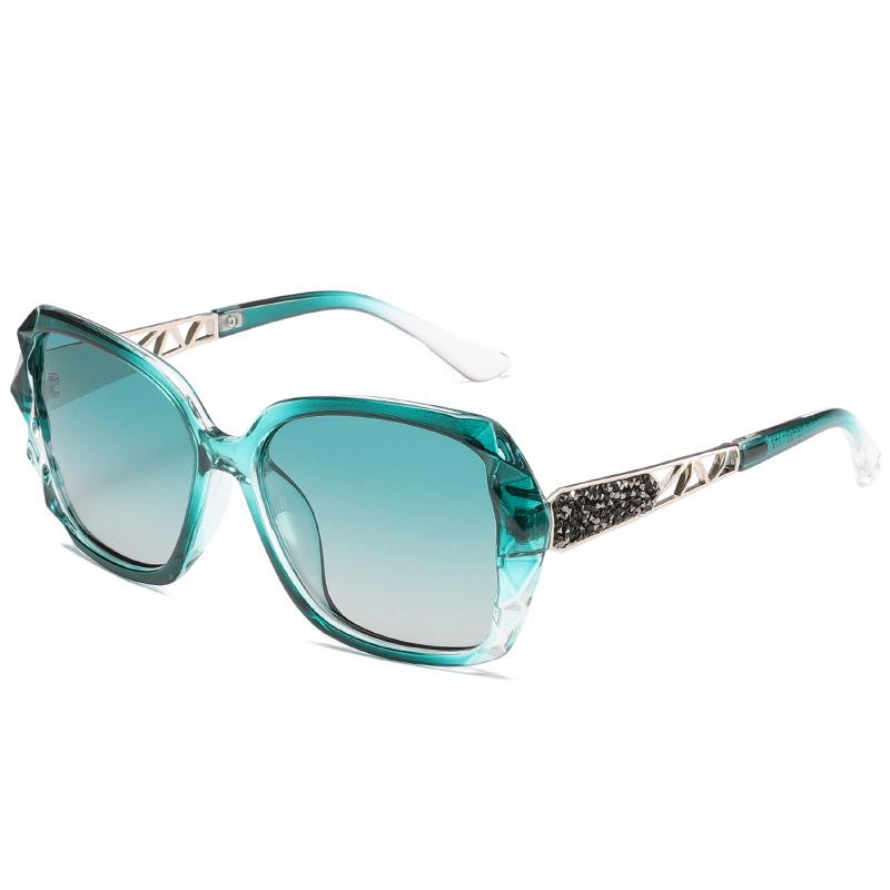 Oversized Polarized Square Sunglasses with Diamond Cut Edge for UV Protection - European & American Style