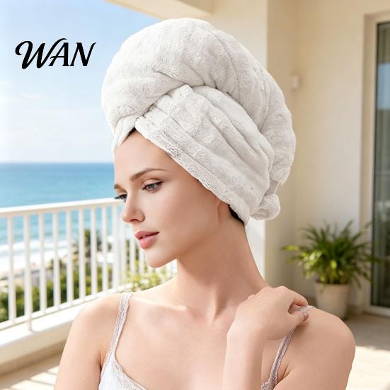 Fast Drying Hair Towel for Wet Coral Fleece Wrap, Quick Dry, Absorbent Anti Frizz Turban Towel, Microfiber Wrap Long Wide Tail Large Shower Cap Thick