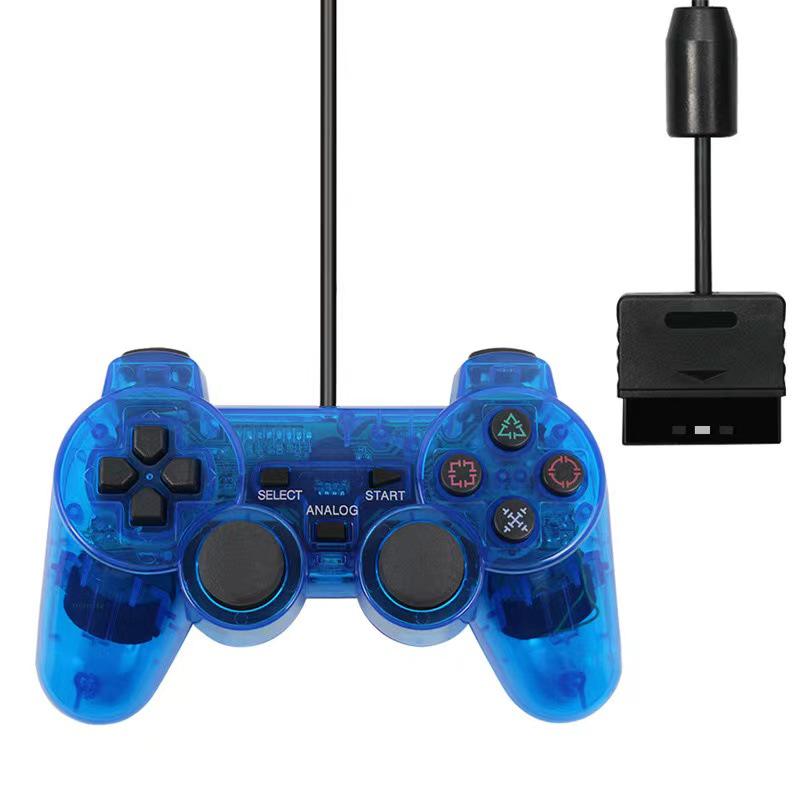 Игровой контроллер для PS2 с кнопками в виде снежинок, двойной вибрацией от моторов, прозрачный цвет.