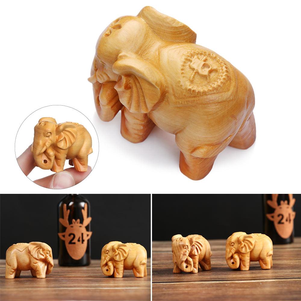 Car Ornament Wooden Craft Wood Elephant Figurines Mini Animals Statue Chakra Healing Lucky Charm