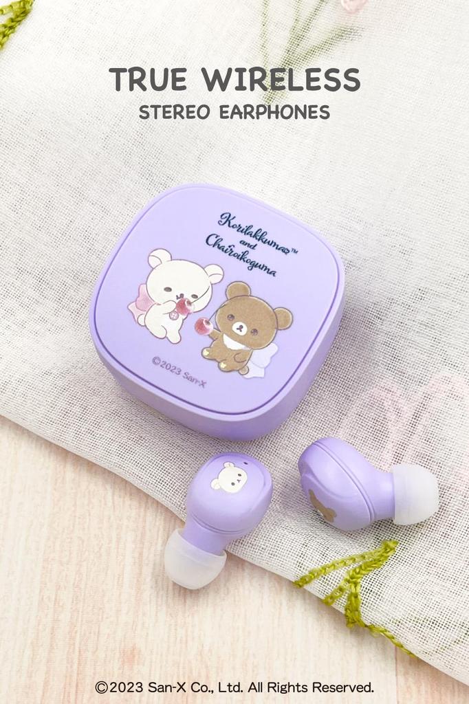 Rilakkuma полностью беспроводные наушники новейшие Bluetooth IPX4 водонепроницаемые SBC AAC кодек совместимый SX-BS75 (фиолетовый) 5.3 [Подарок/Представление/Милый/Пастельный