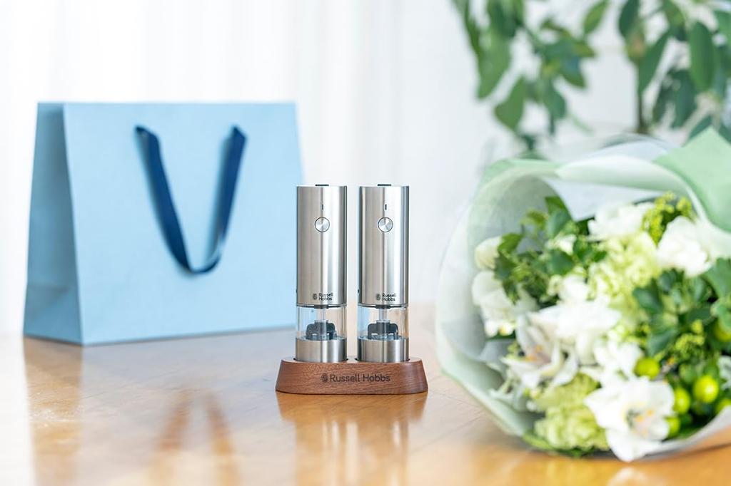 Russell Hobbs Russell Hobbs 7942JP Перезаряжаемая мельница для соли и перца, набор из 2 шт., 3 месяца расширенной гарантии, подарок [официальный] и