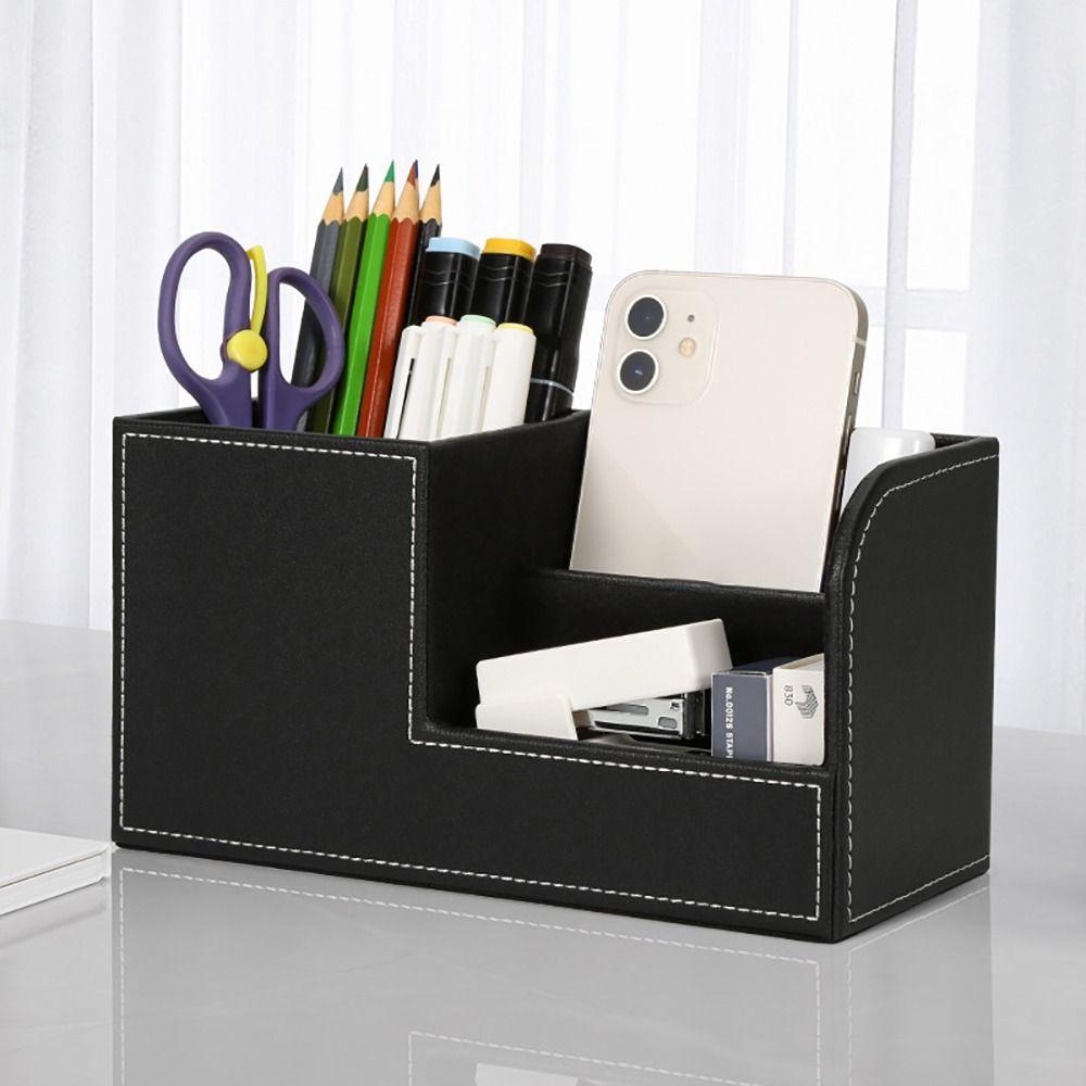 Leather Makeup Brush Holder Stationery Storage Pen Container Light Luxury Brush Pot