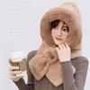 Thickening Beanie Hat Scarf Windproof Neck Warmer Winter Scarf Set Hooded  for Women