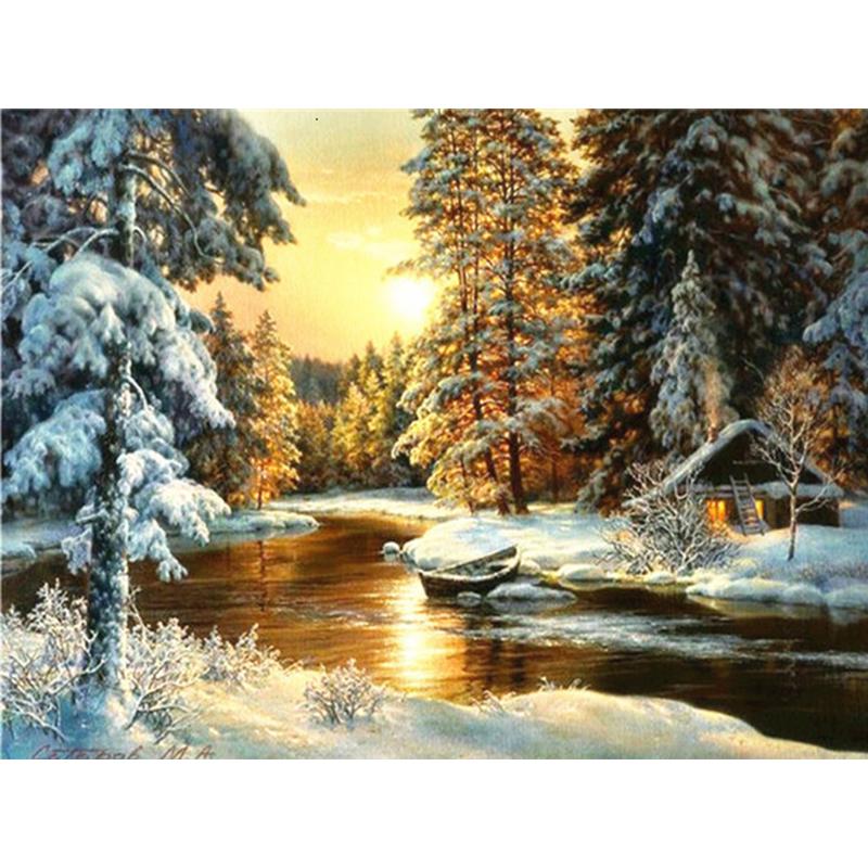 Scenery Diy Diamond 5d Painting Landscape Cross Stitch Full Drill Round Diamond Embroidery Mosaic Pictures Of Rhinestones Decor