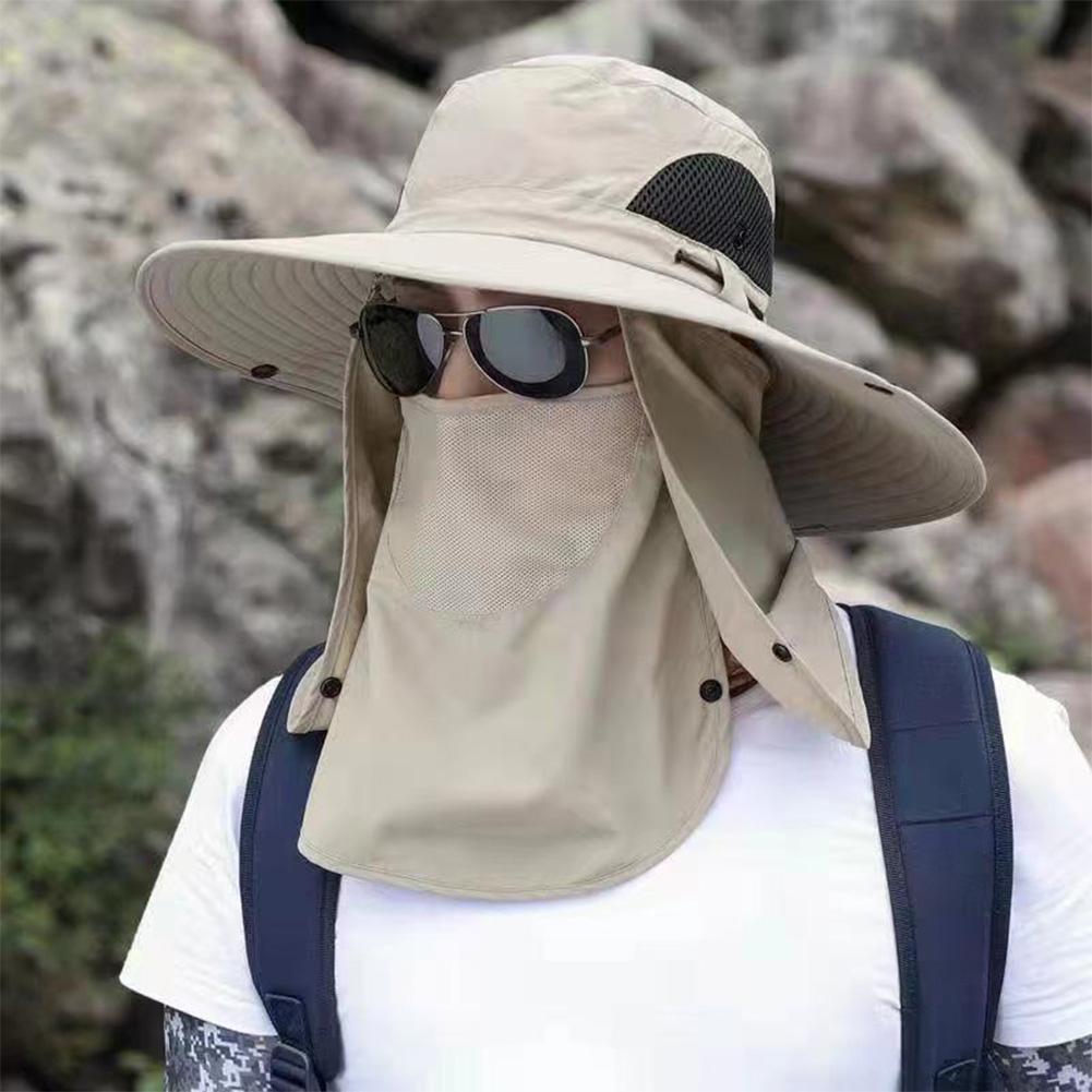 Fishing Hat for Men Breathable Sun Hat with Face Cover Neck Flap Wide Brim Bucket Hat  Protection for Fishing Hiking Camping