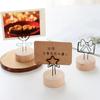Memo Card Desktop Ornament Photo Frame Picture Clip Round Wooden Holder Message Left Supporter