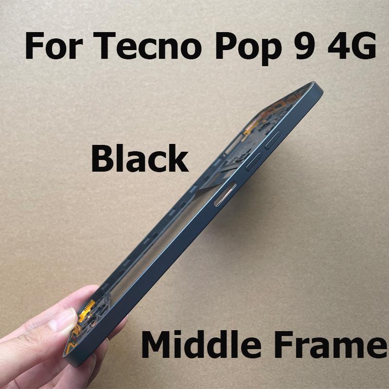 6.67" For Tecno Pop 9 4G Middle Frame Front Bezel Faceplate Frame With Side Button Repair Spare Parts