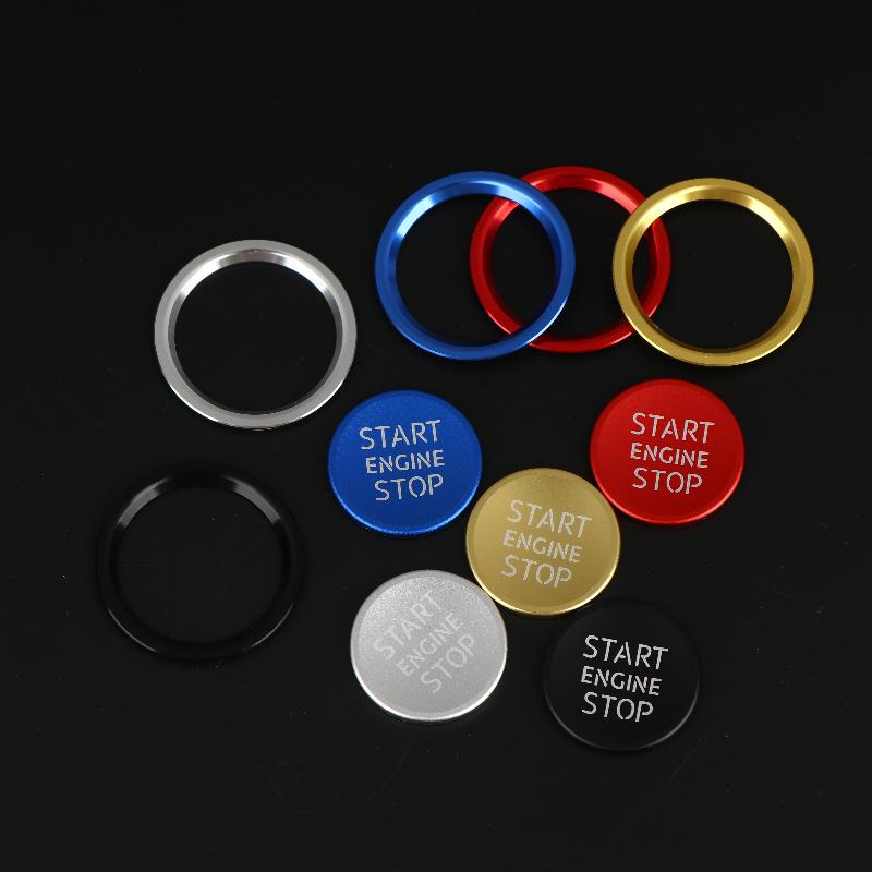 Aluminum Alloy Ignition Start Stop Button Cover Trim Ring Set Compatible with A6 A4 A7 Q5L Q7 A5