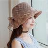 WTEMPO Hollow-out Mesh Bow Wide Brim Knitted Hats Women's Foldable Solid Color Casual Outdoor Travel Beach Hats