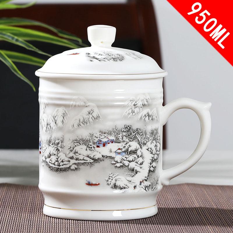 Керамические чашки Цзиндэчжэнь с крышкой, ручная роспись, цветочный узор, мастер-чашка, бутики, аксессуары для чайной церемонии, принадлежности