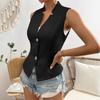 Модный кардиган без рукавов с V-образным вырезом, женский костюм, рубашка, жилет, куртка с V-образным вырезом, приталенный, офисный жилет, повседневная однотонная женская майка, элегантная одежда