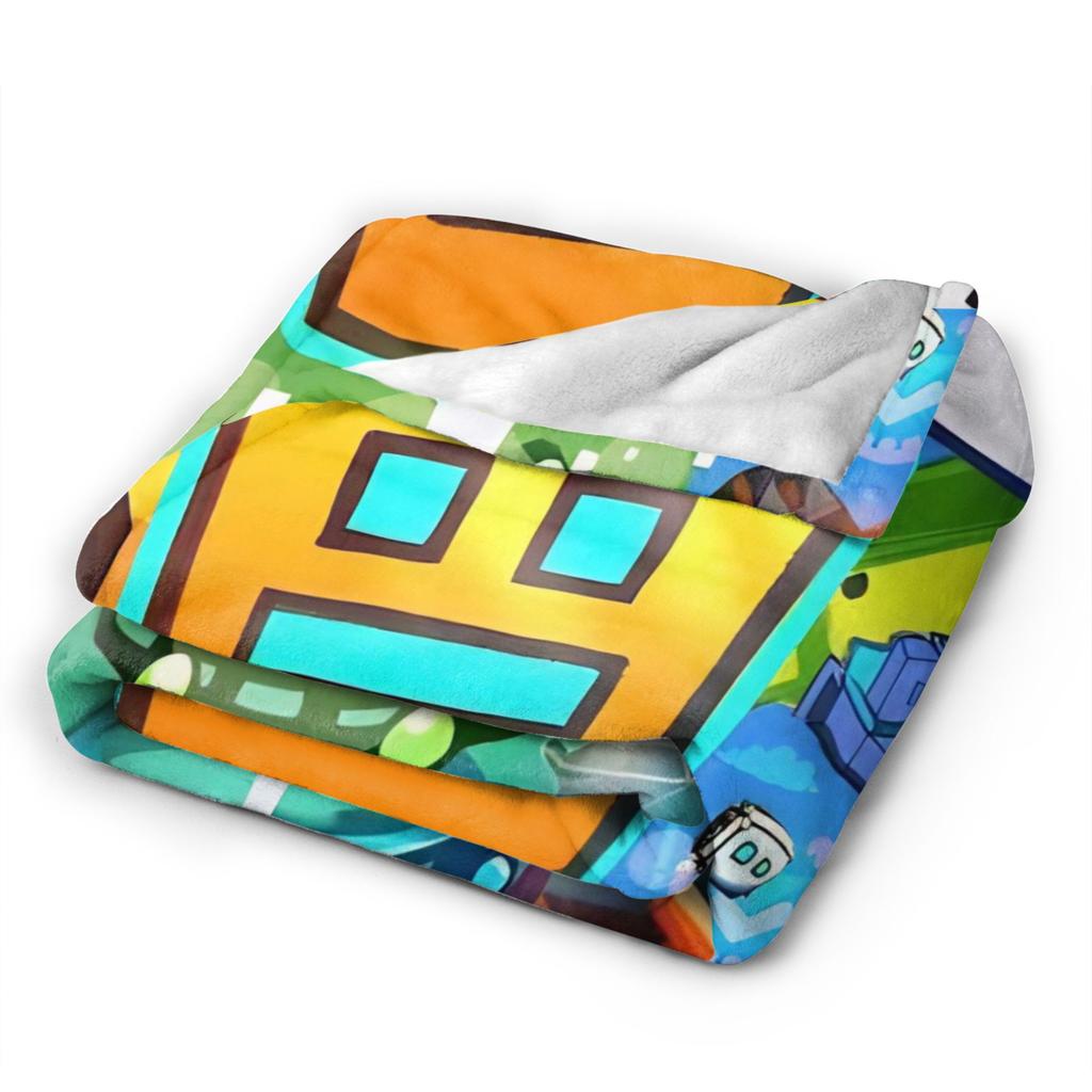 Geometry Dash Games Blankets Flannel Relax Soft Throw Blanket for Bedding Plush Thin Quilt