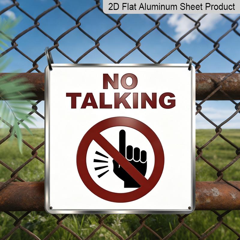 2D Flat- 1pc, No Talking Silent Retro Square Aluminum Plaque, Gesture Symbol Prohibition Mark Decoration A Quiet Display in A Study or Library