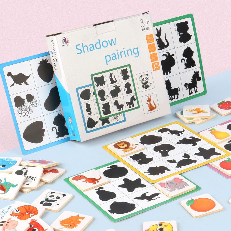 Montessori Shadows Matching Game: Educational Wooden Puzzle for Kids Ages 3-6