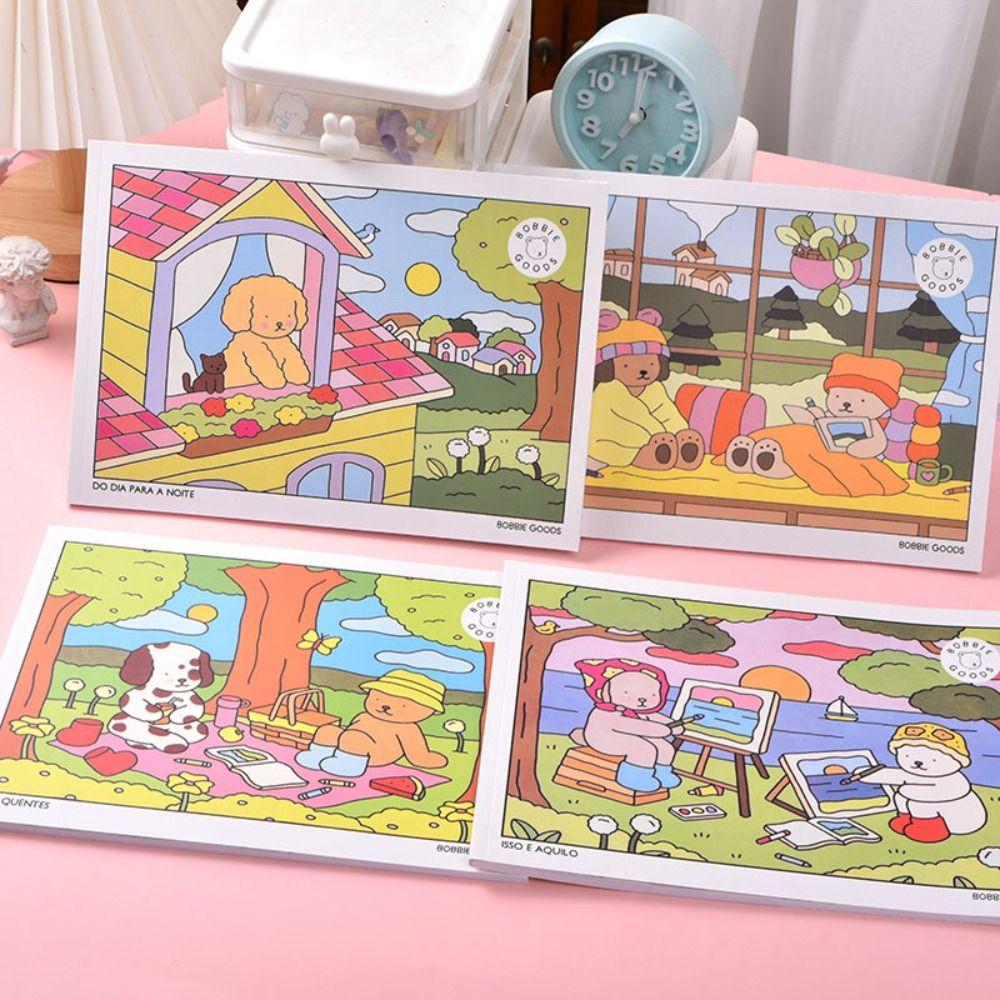 Cartoon Relaxing Coloring Book Educational Doodles Book For Adults and Teens
