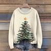 Long Sleeve Pullover Sweaters For Women O Neck Casual Cute Printing Knit Oversized Sweater
