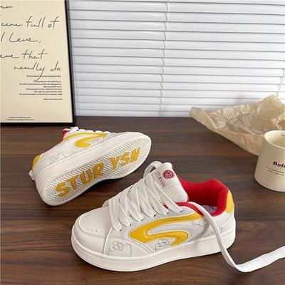 Оригинальные туфли-хлебцы бежевого цвета для девичьего сердца, женские, модные, весенние, новые, на платформе, универсальные, повседневные, белые, модные