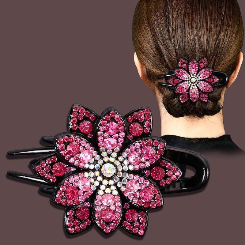 Fashion Flower Large Clip Mom Hair Accessories Hair Clips Simple Rhinestone Diamond Plate Hair Duckbill Clip