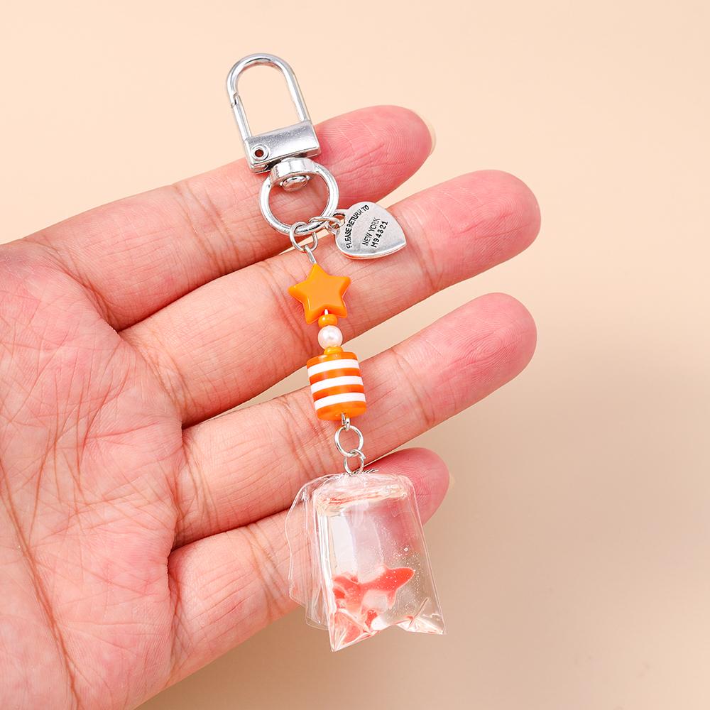 Aihua Creative Resin Waterbag Goldfish Keychains for Women Handag Pendant Keyring DIY Cute Phone Strap Jewelry Gifts