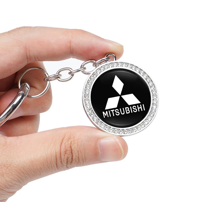 Diamond Car Key Ring Key Chain Auto Accessories For Mitsubishi Lancer Ralliart ASX Mirage Pajero Xpander Attrage L200 Eclipse