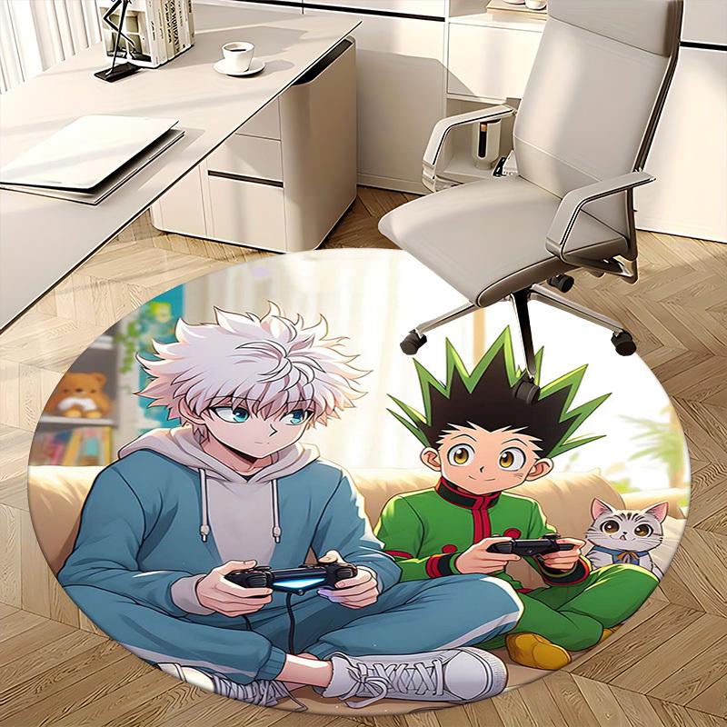 1pc Anime Cartoon Design Round Carpet - Office Chair Mat, Non-Slip Rug for Home Decor, Living Room, Bedroom, Game Room, Dormitory Flooring Gift.W072