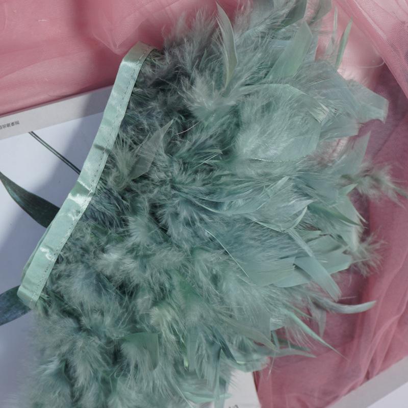 Long Turkey Fur Feather Cloth Strips Fire Edge Stage Performance Clothing Accessories Skirt Diy Decorative Materials