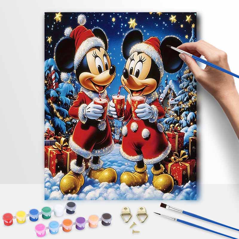 Disney Рождественский набор для масляной живописи Микки и Минни Декор стены для дома и спальни Ручная работа Подарок Художественные поделки Праздничные принадлежности для рисования