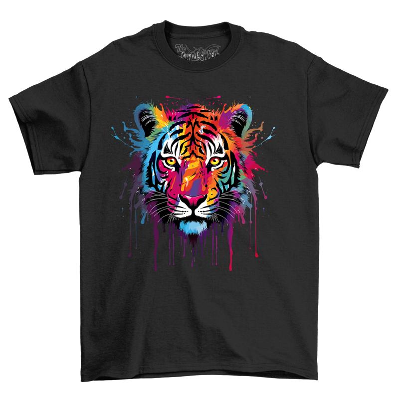 Tiger Head Paint Drip Design T Shirt Roar With Style Funny Pr