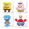 Yellow Sponge Cartoon Square Octopus Crab Mini Building Block Anime Character Brick Model DIY Assembly Toy Desktop Ornament Gift