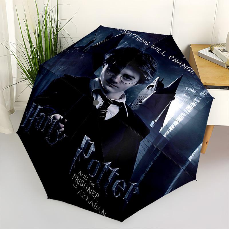 1pc Harry Potter Prisoner of Azkaban Automatic Folding Umbrella - Compact 8-Rib Design, Durable Plastic & Iron1195L