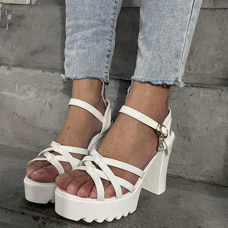 Новые летние модные женские сандалии на платформе, римские туфли на толстой подошве и очень высоком каблуке