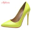 Aphixta 2025 Spring Super High 12cm Stiletto Heels Pumps Women Shoes Pointed Toe Florescence Patent Leather Office Thin Heel