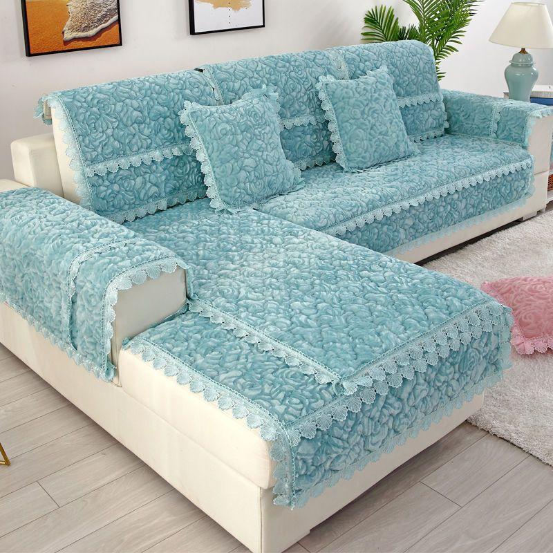 Зимняя роза бархатная подушка для дивана Нескользящая утолщенная зимняя плюшевая подушка для сиденья Простой современный чехол для дивана Накидка Ткань Полотенце