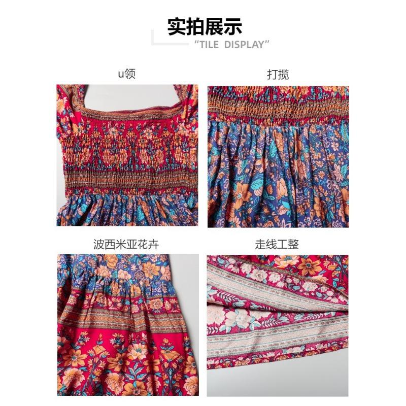 Платья для пляжного отдыха в стиле бохо, платья миди с рукавами-фонариками и одним плечом