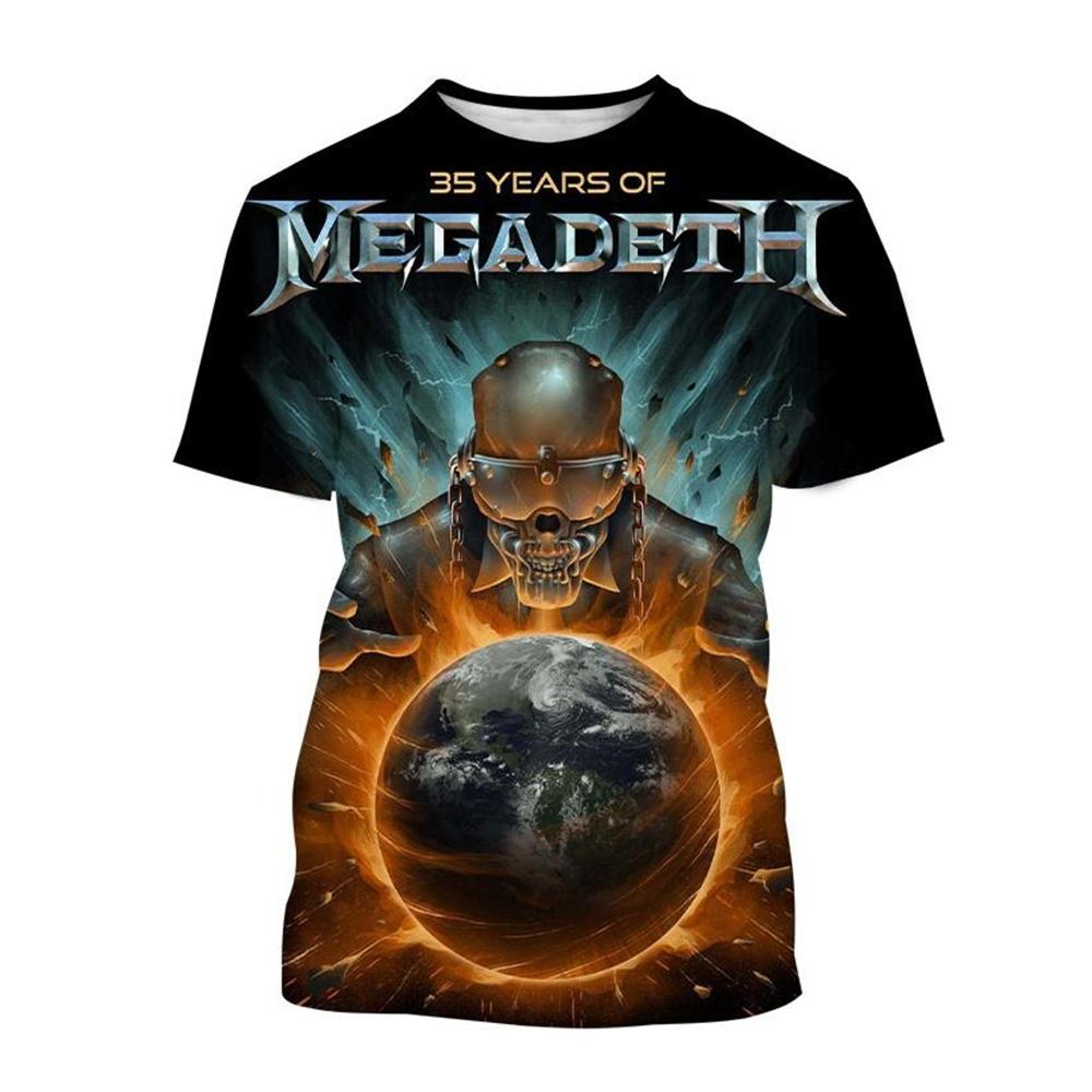 Megadeth 3D Printed T-Shirts Fashion Rock Band Men's Casual T-shirt Summer Men Women Punk Funny Hip Pop Short Sleeve Kids