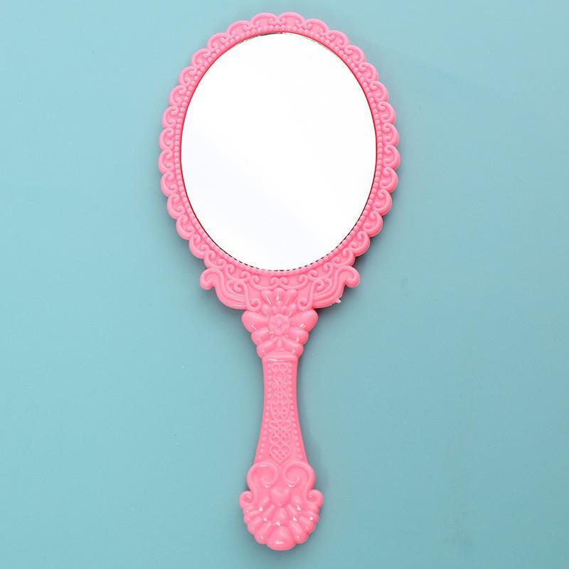 Electroplated Retro Lace Handheld Makeup Mirror - Portable Vintage Style Vanity Mirror