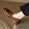 Мода 2024 Весна Женская обувь Круглый носок Обувь на платформе Натуральная кожа Повседневная Обувь на толстом каблуке Женские туфли-лодочки Обувь ручной работы Высокий каблук