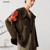 JIUZI AnnaCoco Women's Big Lapel Lamb Wool Coat
